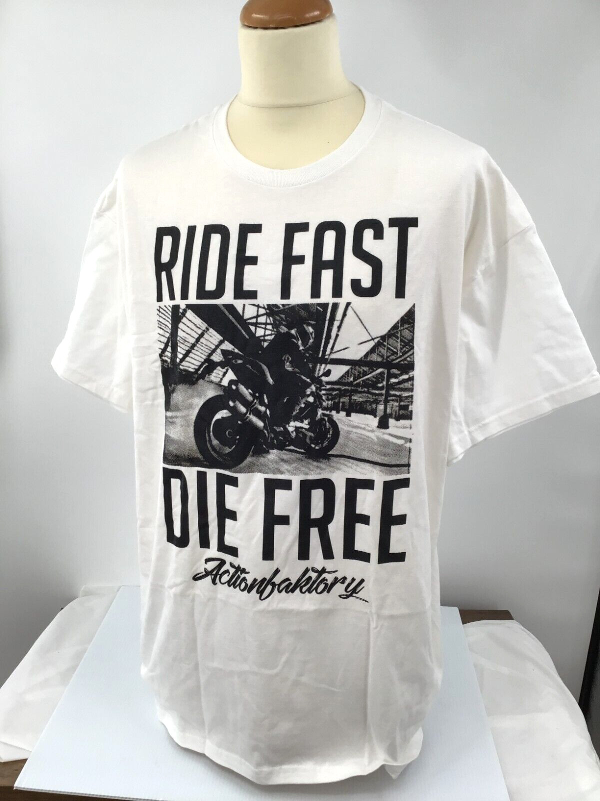 “Ride Fast Die Free” Action Faktory Motocross Tees, Graphics w/ Dirt Bikes, New