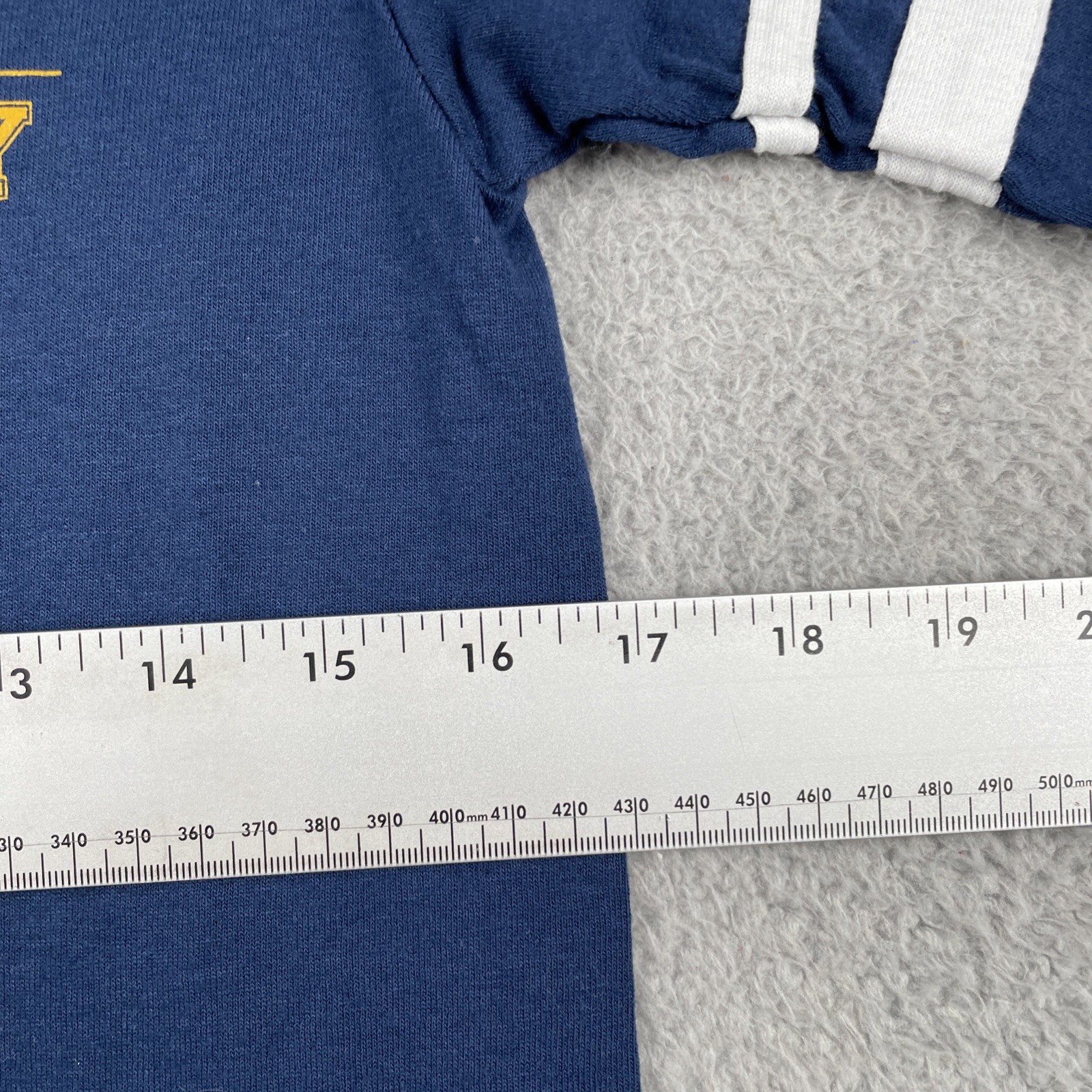 Vtg Augusta Sportswear Navy Blue Ringer V-Neck T Shirt Darien Rotary Club 90s