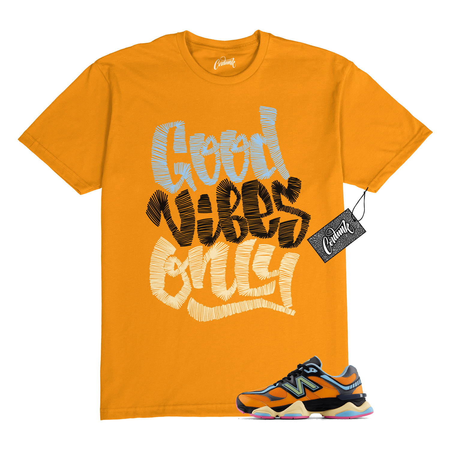 9060 Sun Glow Team Sky Blue Orange Black T Shirt to Match GVO