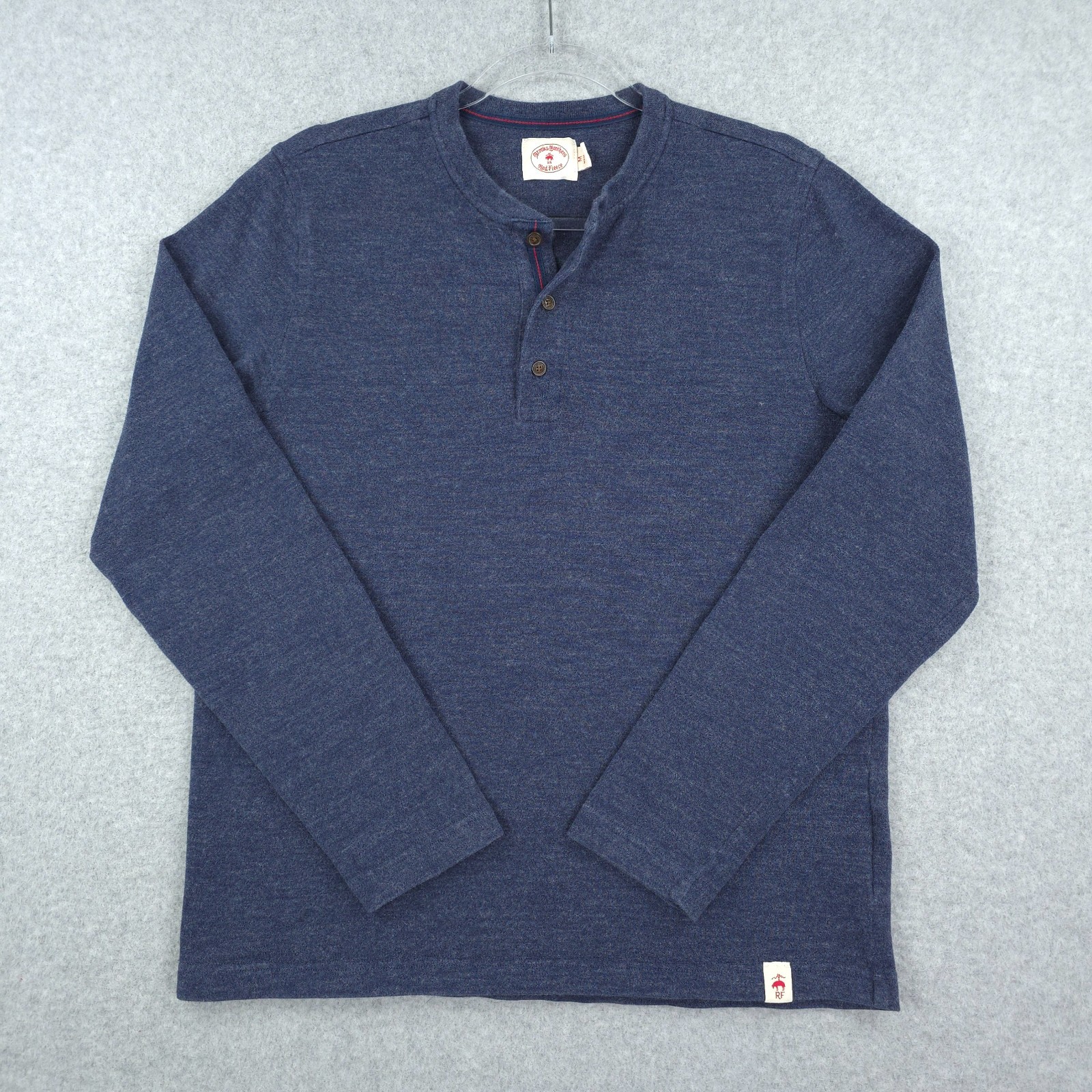 Brooks Brothers Henley Shirt Mens Medium Blue Long Sleeve Thick Layering Knit