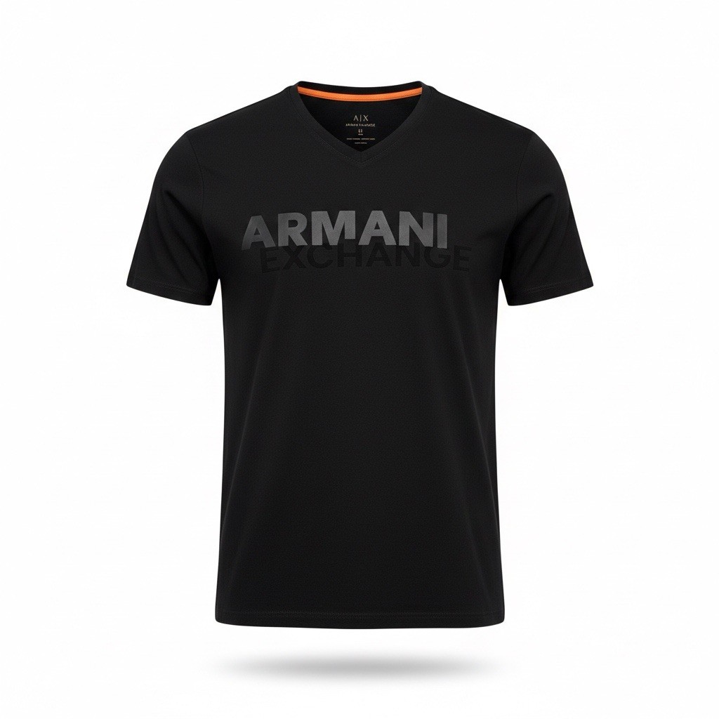 Armani Exchange T Shirt Graphic Logo Pima Cotton Slim Fit Black NWT Designer