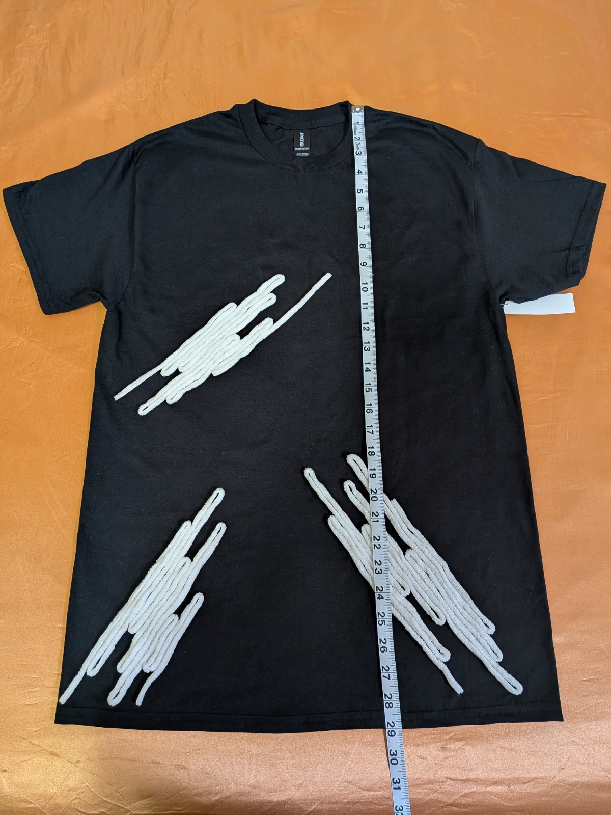 Heavy Cotton MenBlack Crew Neck Short Sleeve Embroidered T-Shirt M