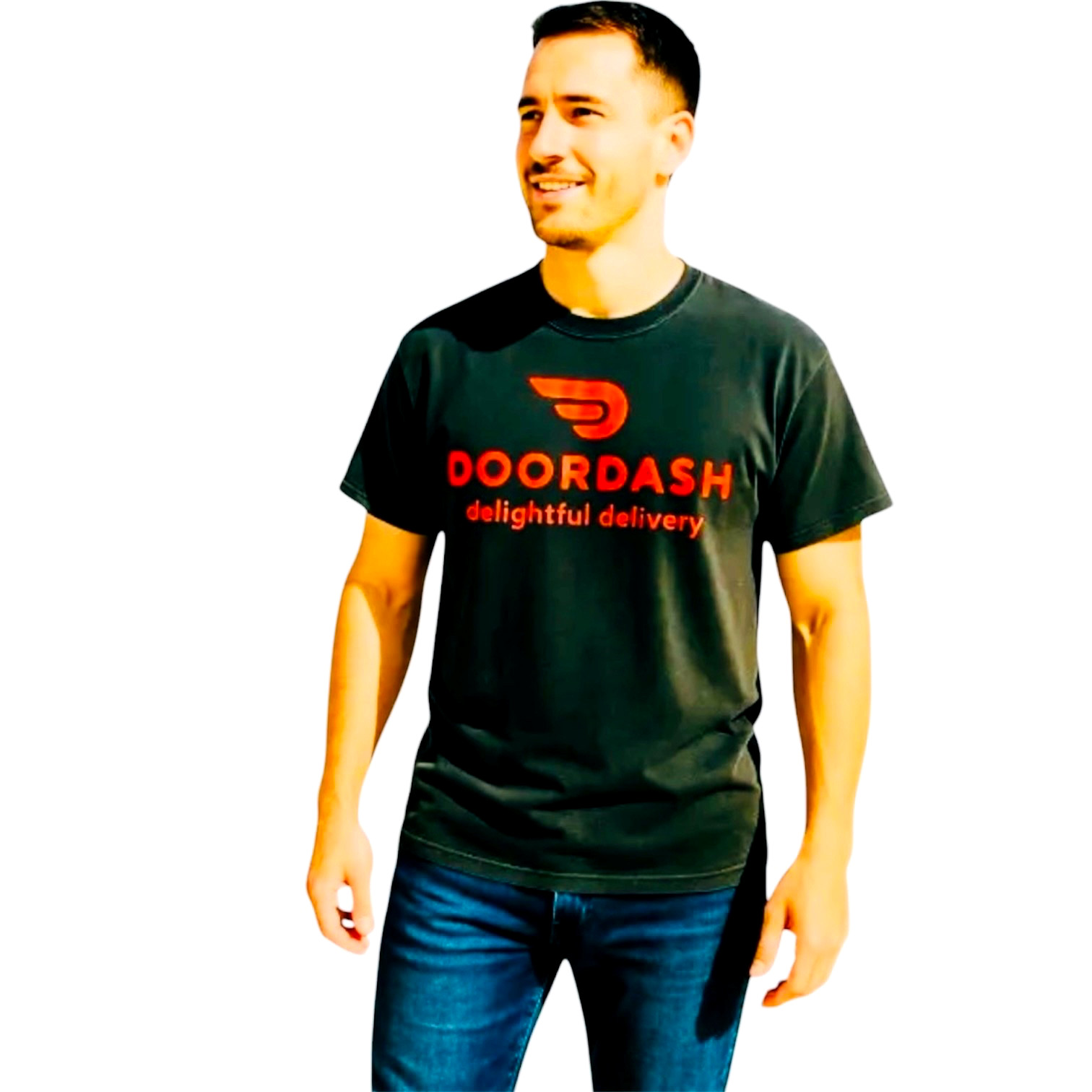 DoorDash Delivery Driver Black T-Shirt Men’s Size L Graphic Logo Pre-Owned