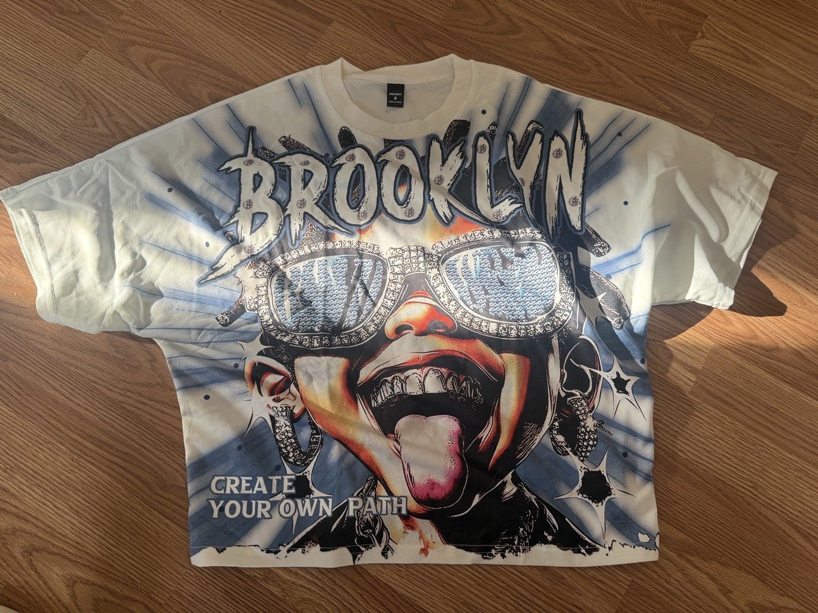 brooklyn choose your own path graphic tee with mouth open