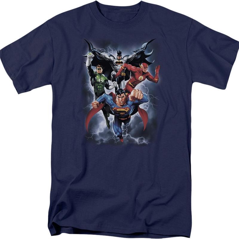 DC Comics Justice League Batman Green Lantern Flash Superman Navy T-Shirt