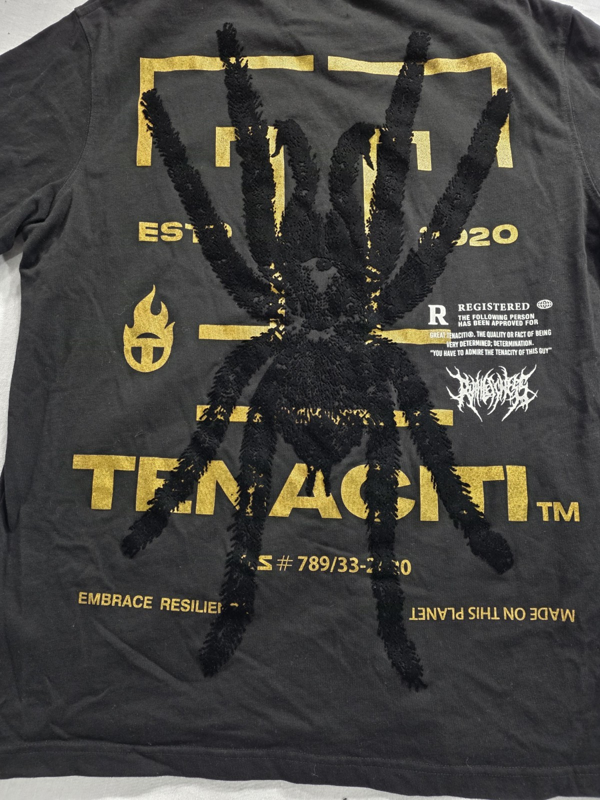 TENACITI Studios – Spider Staple 2 Tee (Nu Spider) Black & Gold Men’s Size XXL