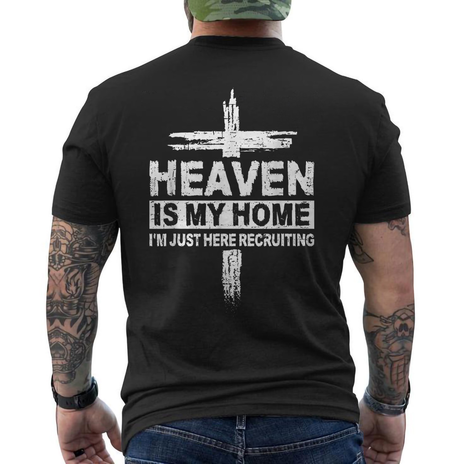 Heaven Is My Home Christian Religious Faith God Jesus Croos ON BACK T-Shirt