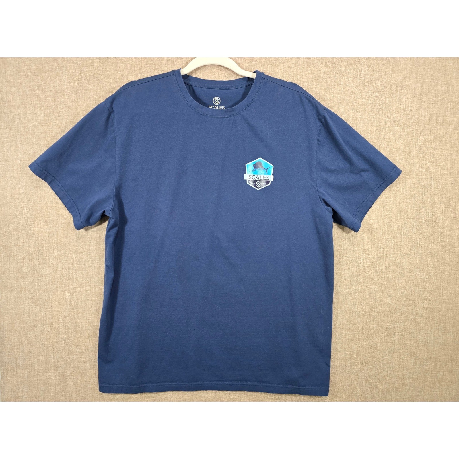 Scales Gear Mens 2XLNavy Blue Graphic Short Sleeve TShirt Cotton Spandex Stretch