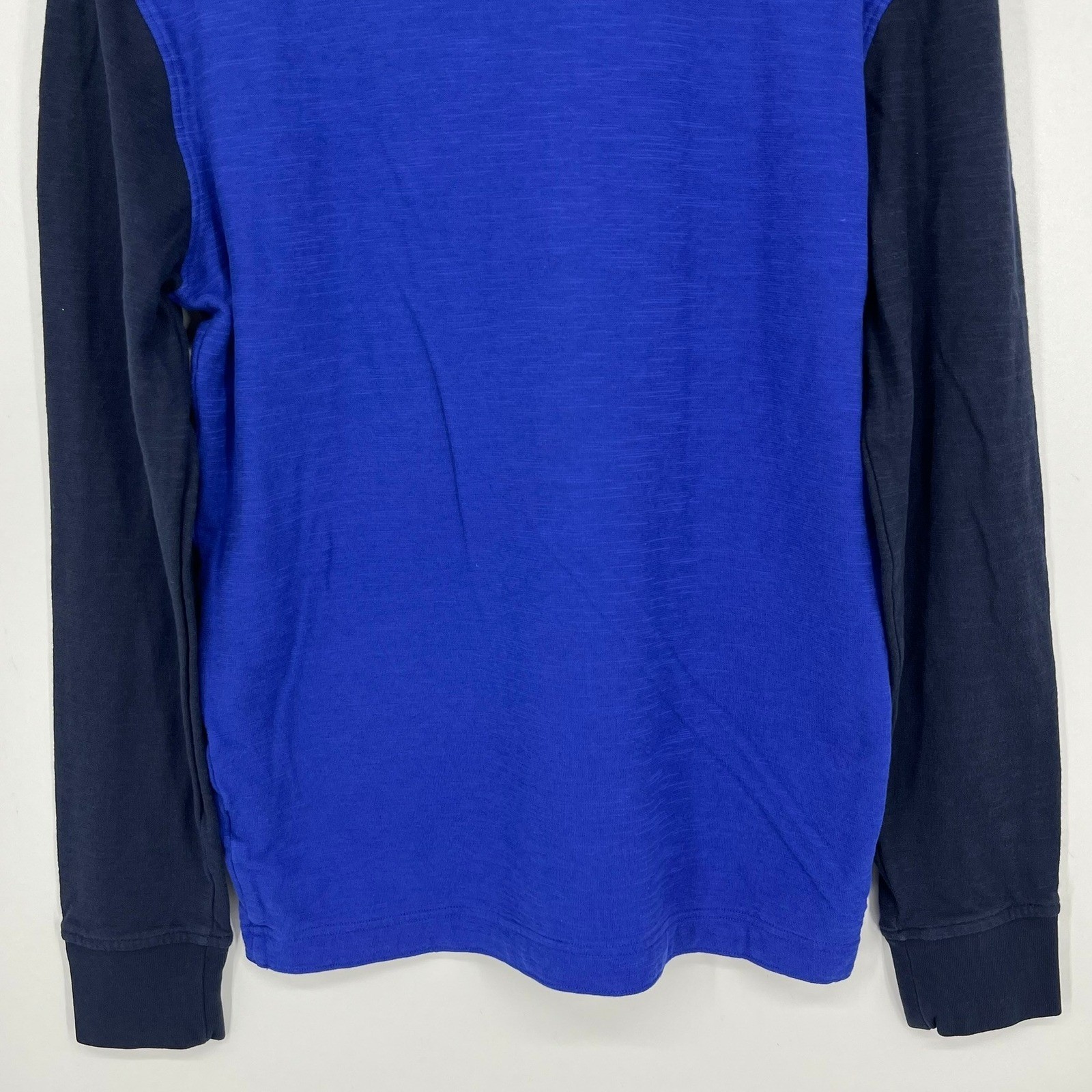 Banana Republic Mens Henley Shirt Colorblock Blue Navy Long Sleeve Cotton Size M