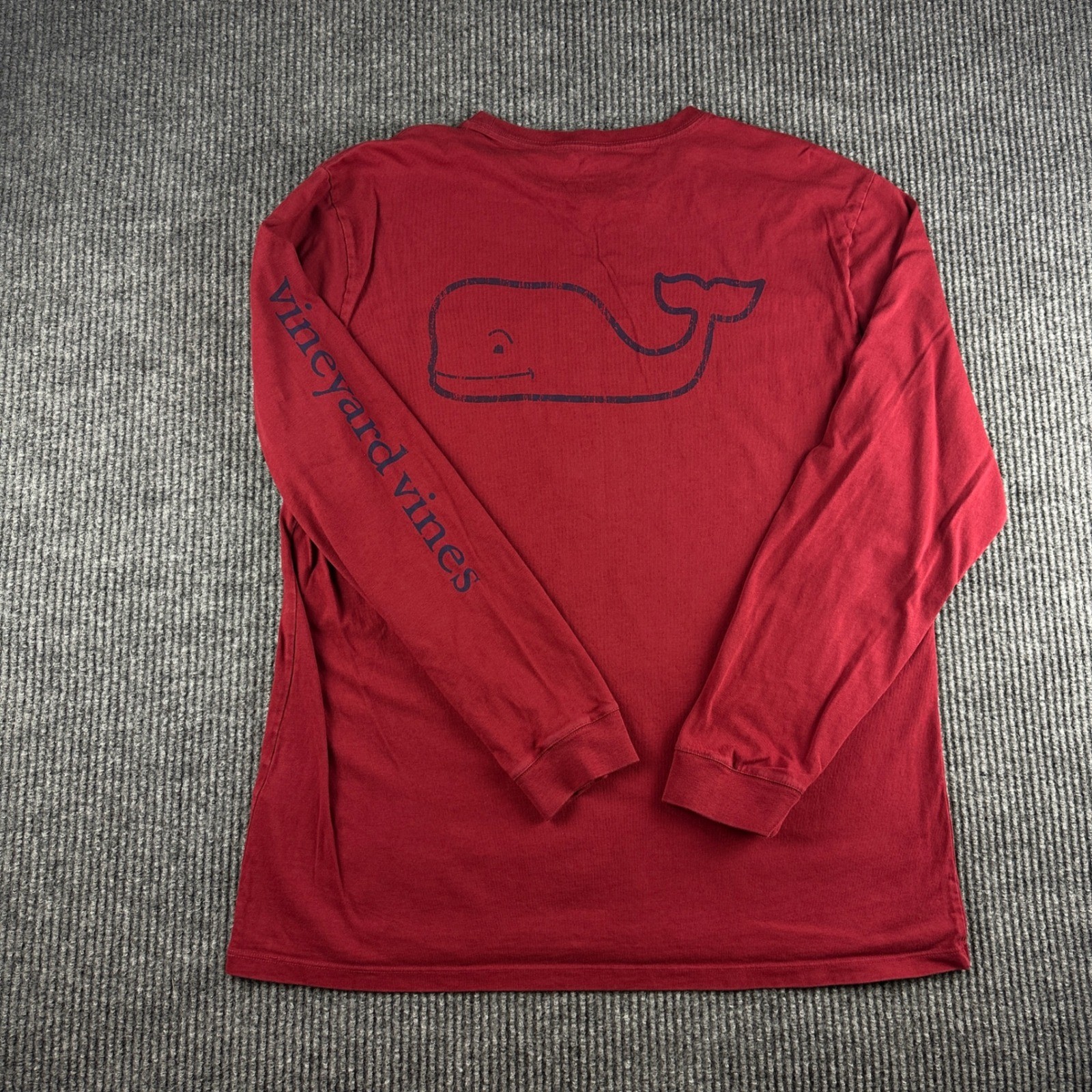 Vineyard Vines Mens Long Sleeve Whale Pocket T-Shirt Red Size Large