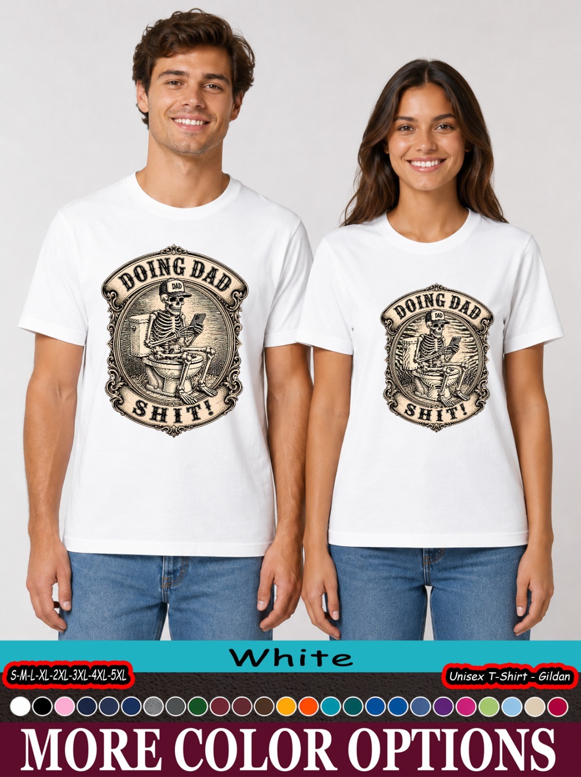 Funny Dad Bathroom Humor Shirt, Skeleton Toilet Phone Father’s Day Tee