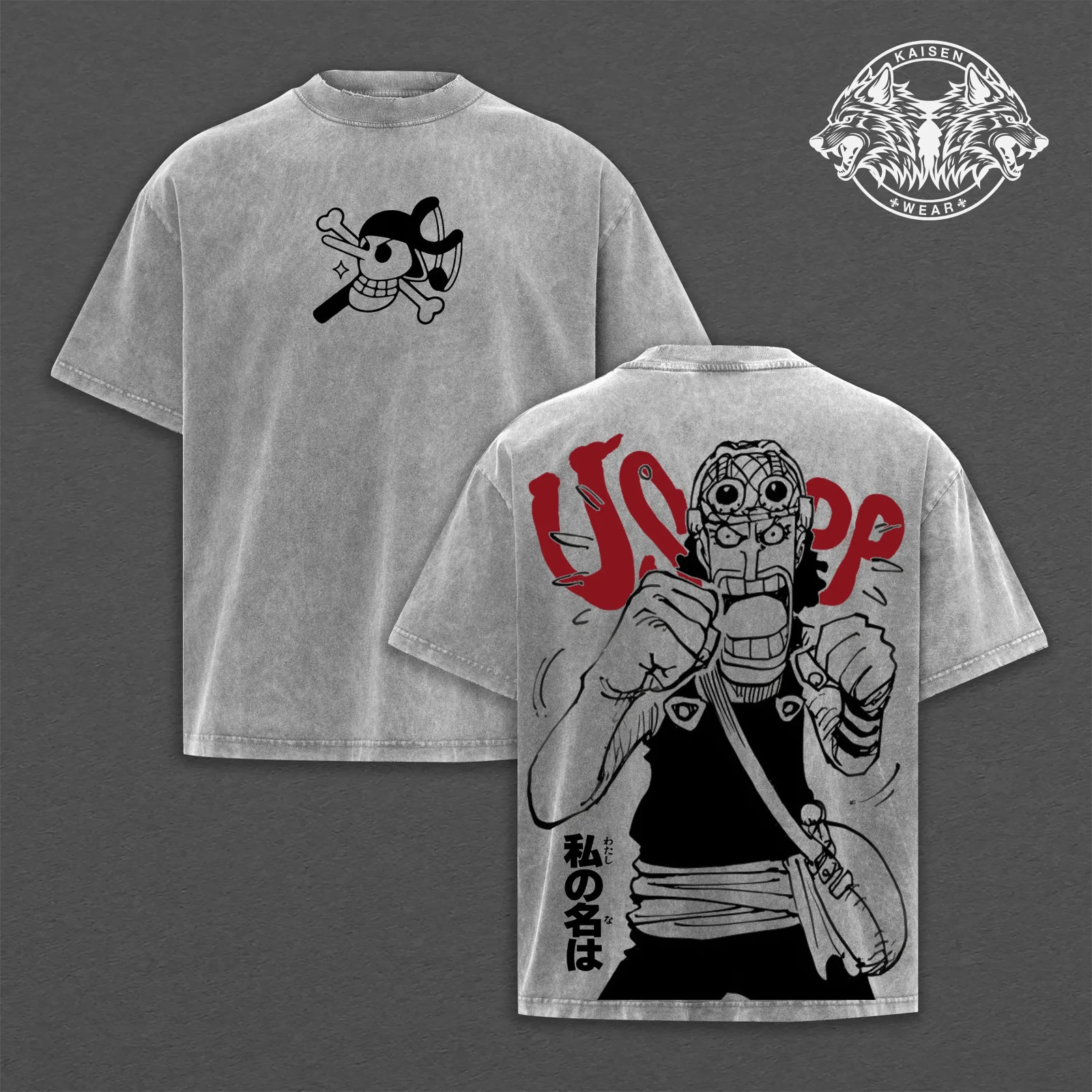 Usopp OP Anime Vintage Acid Wash Streetwear Collection: Oversized Graphic TShirt