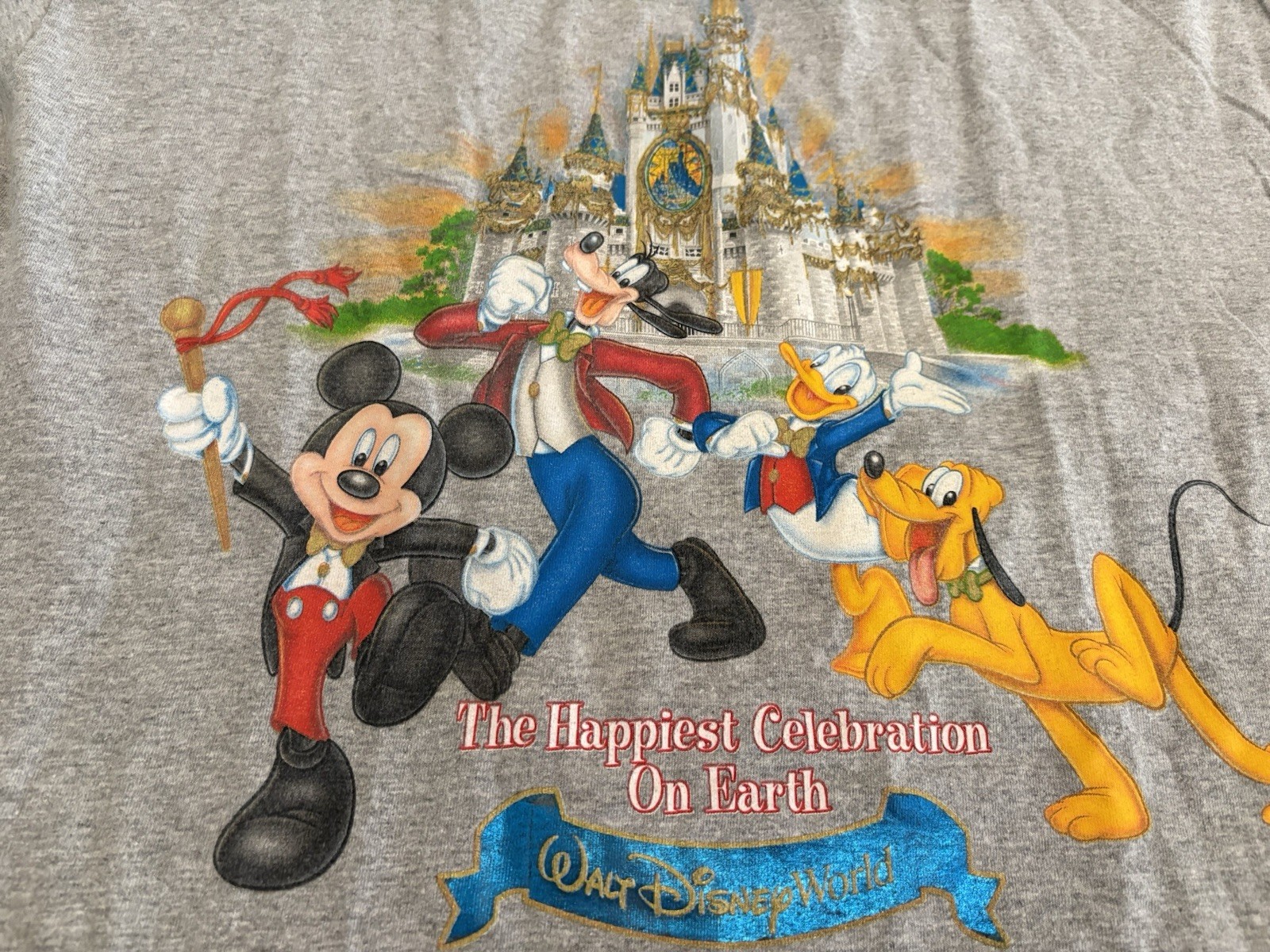 Vintage Walt Disney World Gray Tee Shirt Happiest Celebration On Earth XL