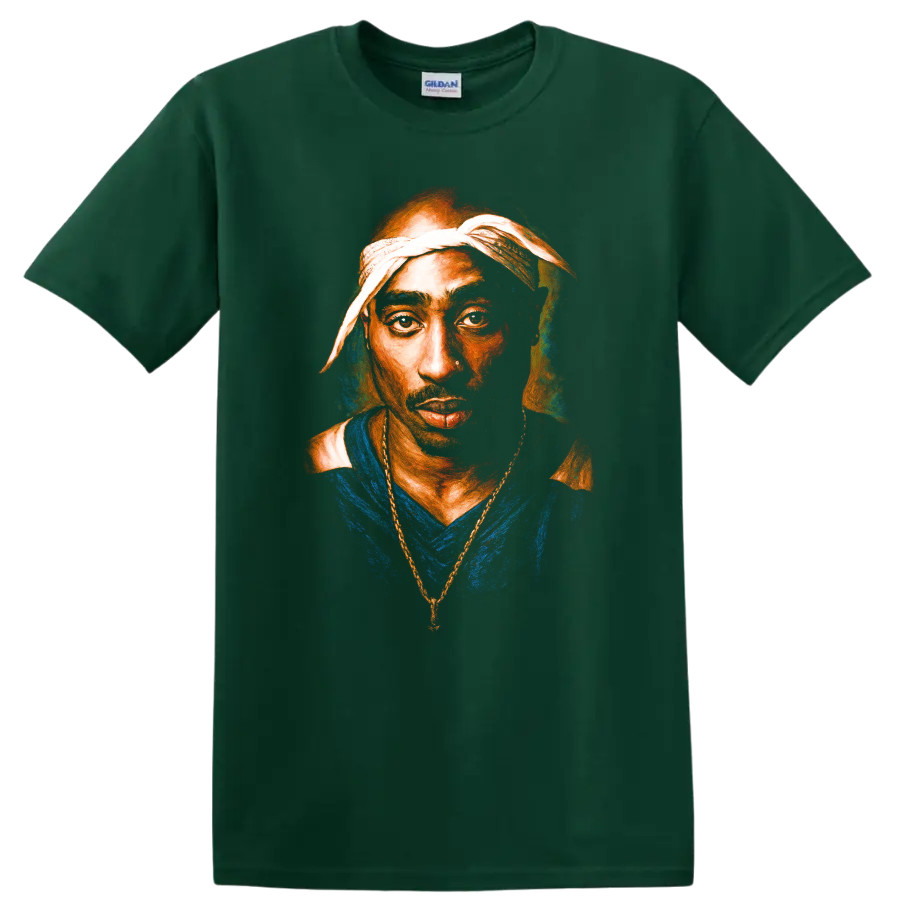 Tupac Shakur Portrait Artwork Hip Hop Legend T Shirt Tribute Tee
