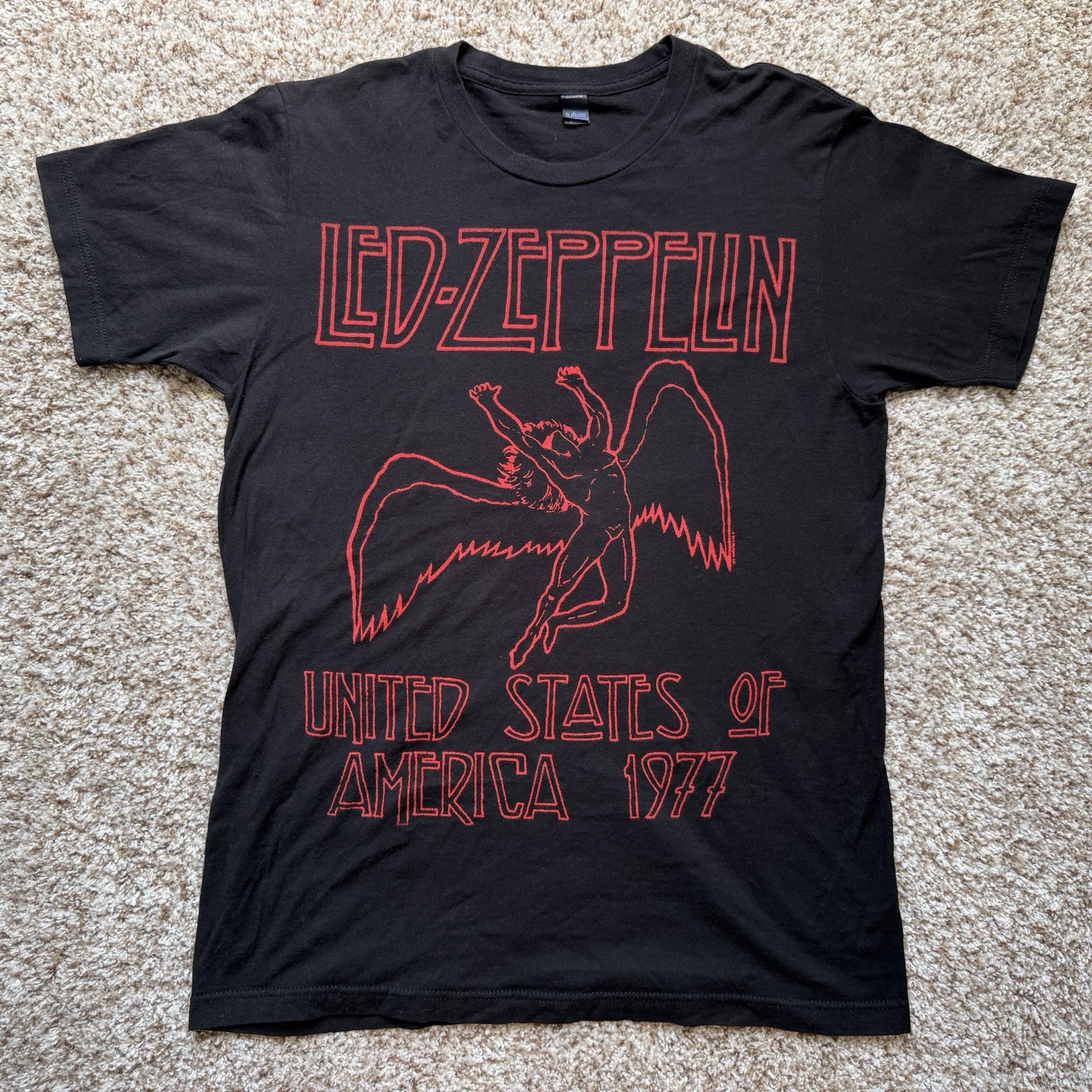 Led Zeppelin United States Of America 1977 T Shirt M Tultex Myth Gem Black