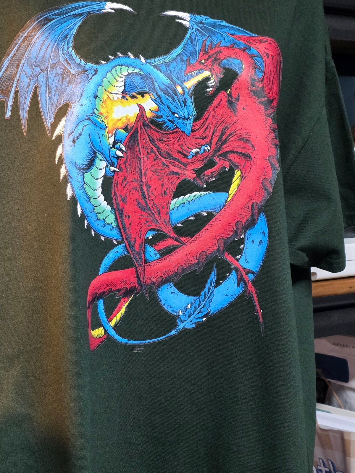 Fantasy Dragons X-Large Forest Green T-Shirt