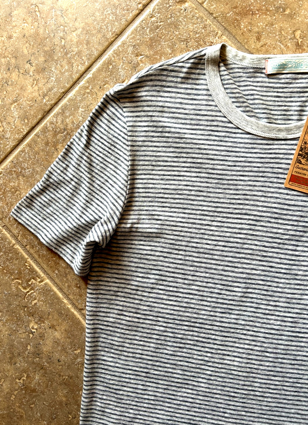Faherty Vintage Chambray Tee T Shirt Men’s XL Silver Sea Grey Striped $78 NWT