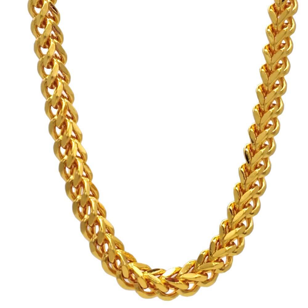 Gold Chain, 24″ Gold Necklace, Fake Gold Chain for Men,Feel Real Solid 18k Faux