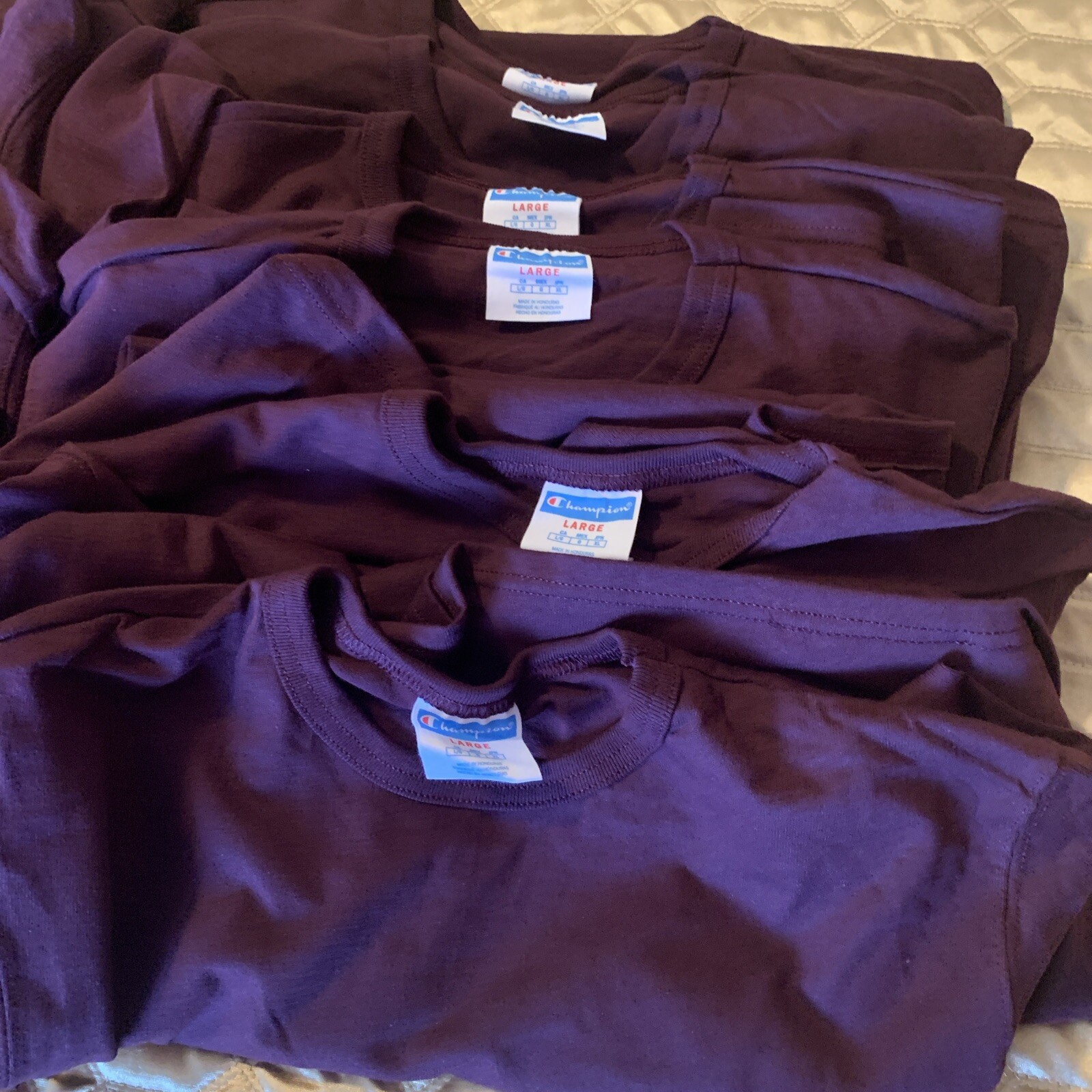 Vintage Champion Maroon Plum Heavy Weight Cotton T Shirt Large Unisex Lot Of 12