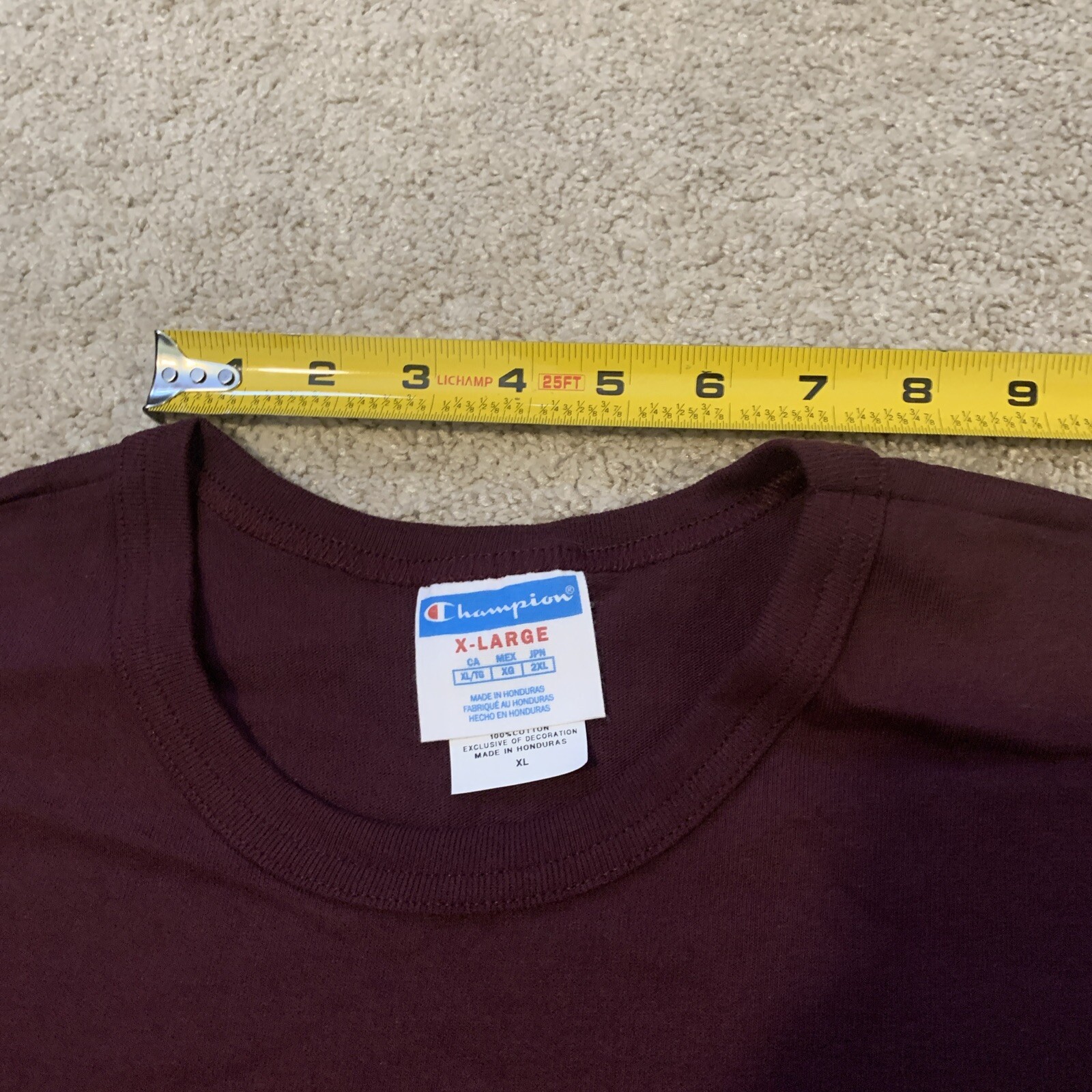 VTG Champion Maroon Plum Heavy Weight Cotton TShirt EXTRA LARGE Unisex Lot Of 12