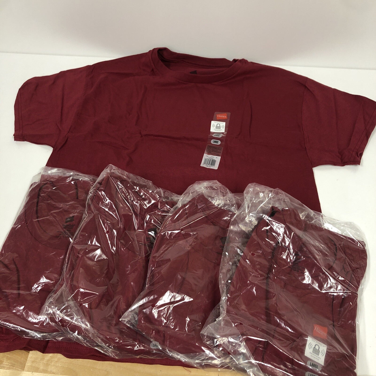 5 Pack Hanes Men’s Comfort Soft Shirts Size Large Burgundy New