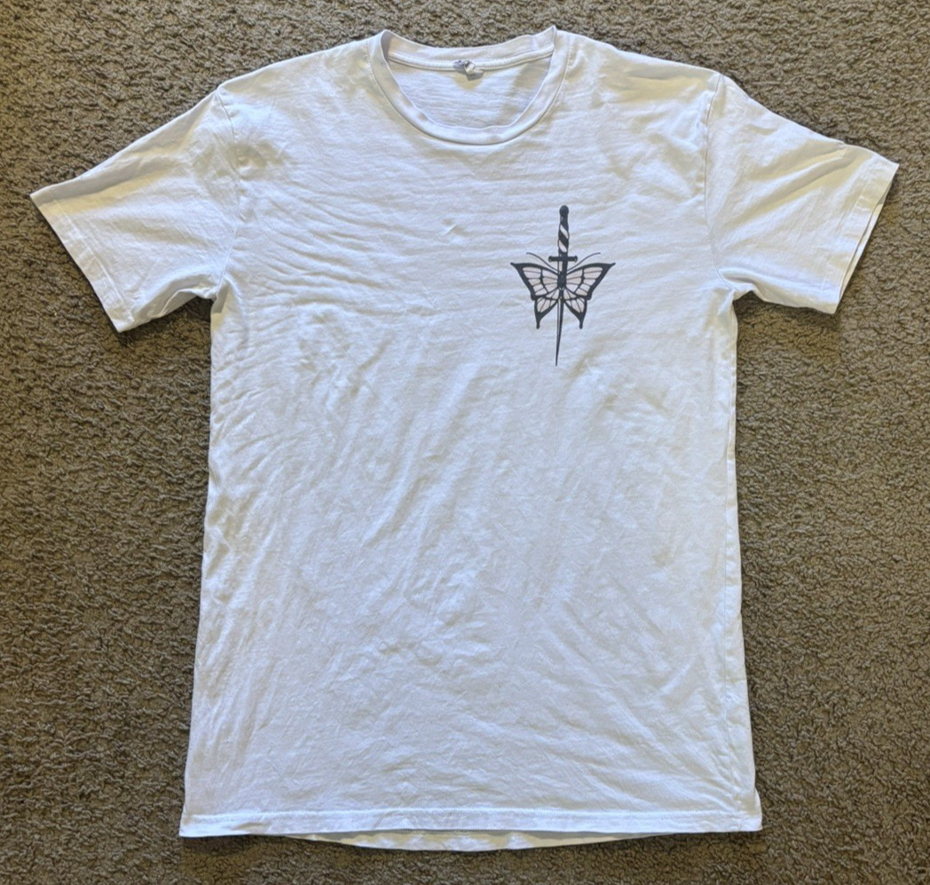 Anchor and Rose Tattoo Apparel UK White T-Shirt (Unisex Size Large) Butterfly