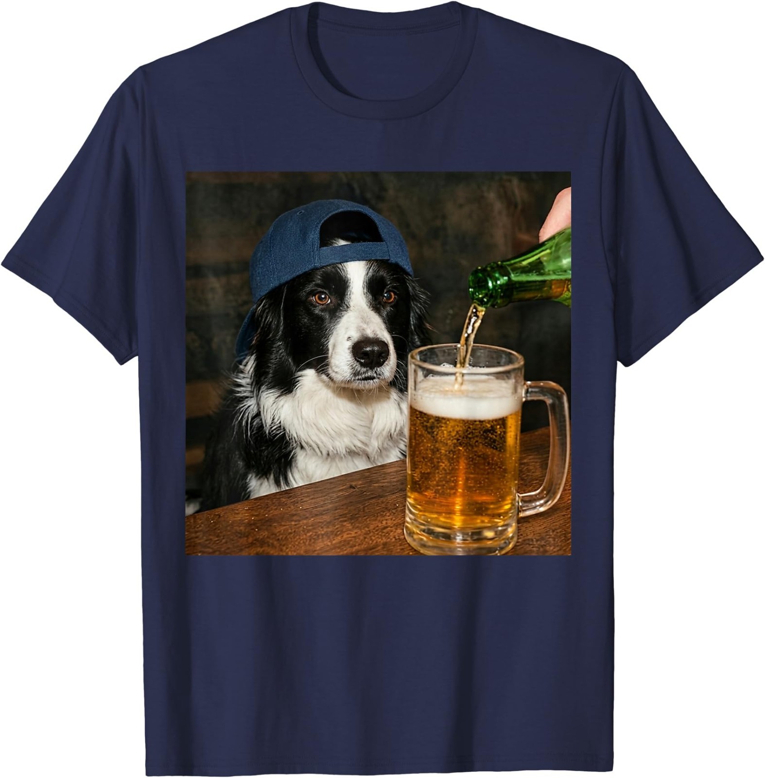 Border Collie Drinking Beer Funny Dog Meme T-Shirt