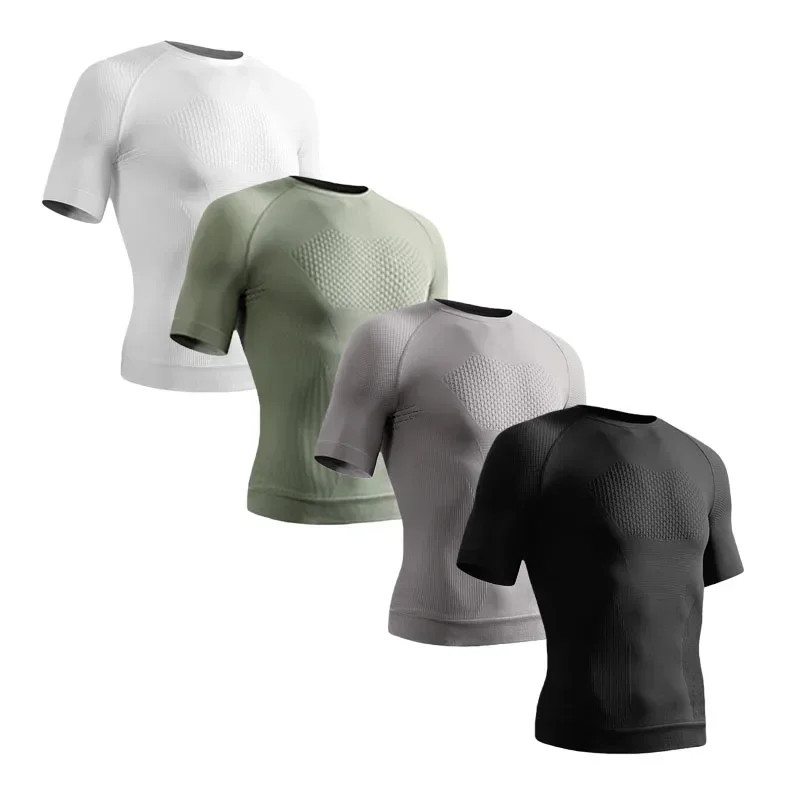 Summer Men Compression Gym Running T Shirt Breathable Short Sleeve T-Shirt Man C