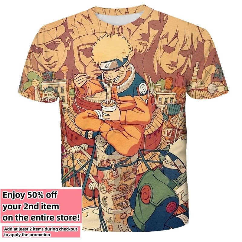 Anime Manga NARUTO T-Shirt Double-Sided Unisex Adult Size Large Medium Small