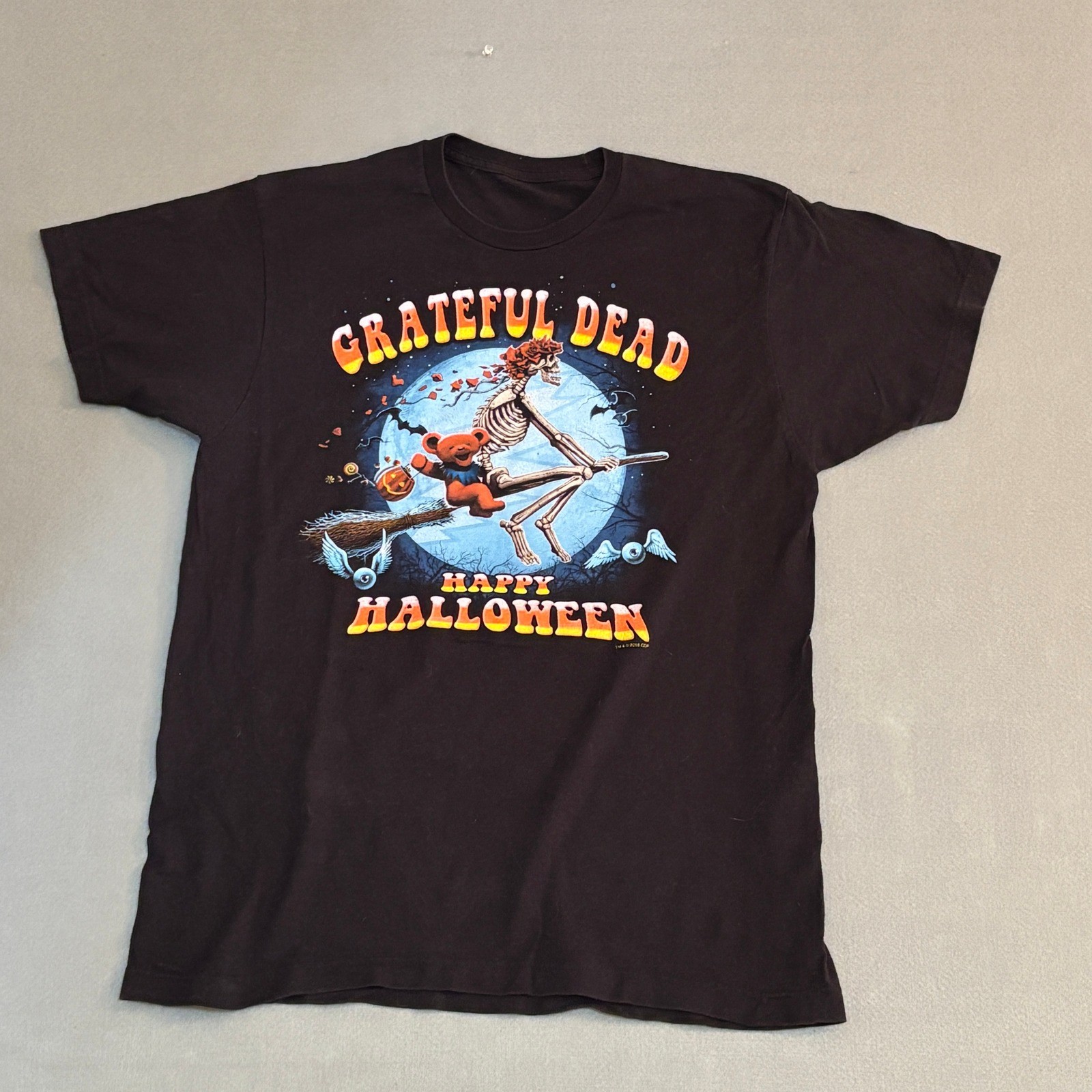 Grateful Dead Happy Halloween Shirt Mens M Black Skeleton Dancing Bear Tee