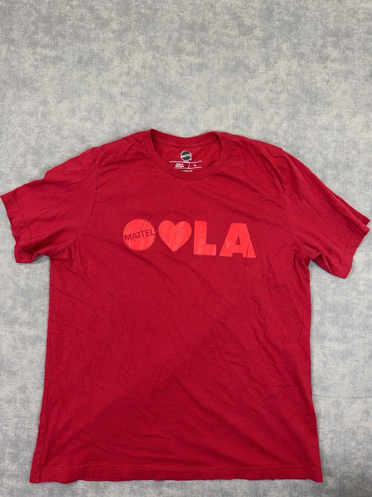 Mattel Shirt Mens XL Red Love LA Logo Graphic Tee Tagless Short Sleeve