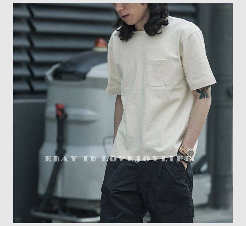 NON STOCK Drop Shoulder Pocket T-Shirt Loose Fit Men’s Heavyweight Cotton Tee