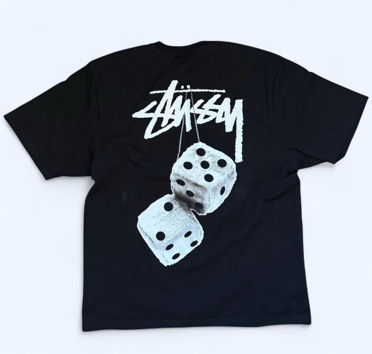 Stussy Men’s L Black Short Sleeve Crew Neck Graphic Logo Dice T-Shirt