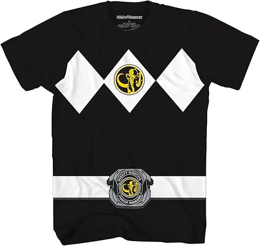 Mighty Morphin Power Rangers Red Blue Pink Green Black Halloween Costume Tee