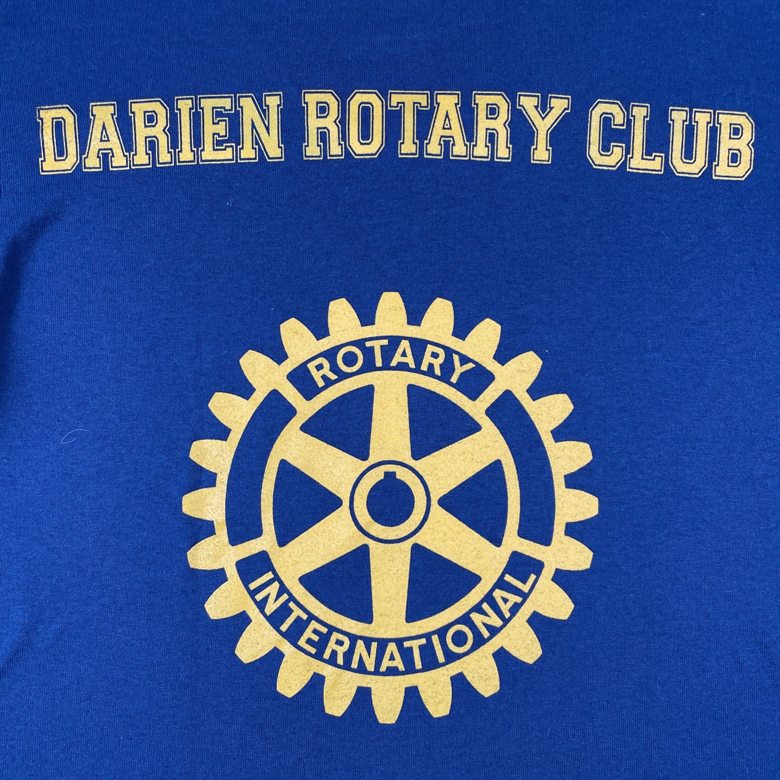 Vtg Augusta Sportswear Navy Blue Ringer V-Neck T Shirt Darien Rotary Club 90s