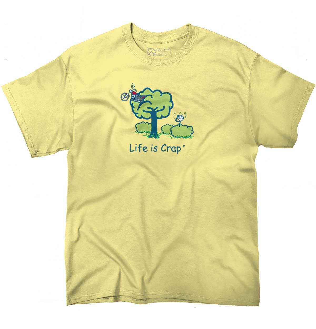 Life Is Crap Funny Motorcycle New Biker Gift Mens Casual Crewneck T Shirts Tees