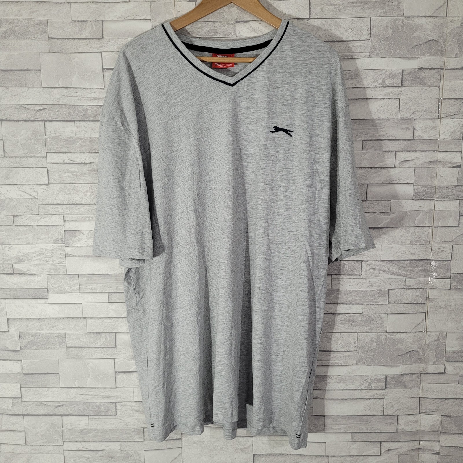 Mens SLAZENGER T Shirt Top Grey 3XL Marl Cotton Jersey V Neck XXXL