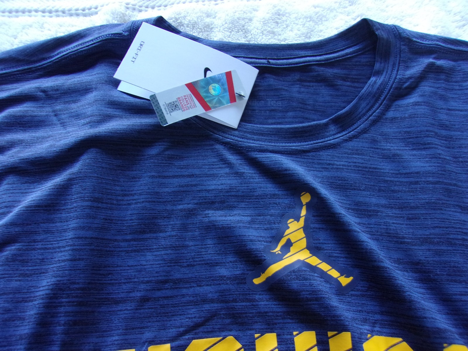 NWT Jordan Brand dri fit T shirt, men’s XL, Michigan, blue, Standard Fit, poly.