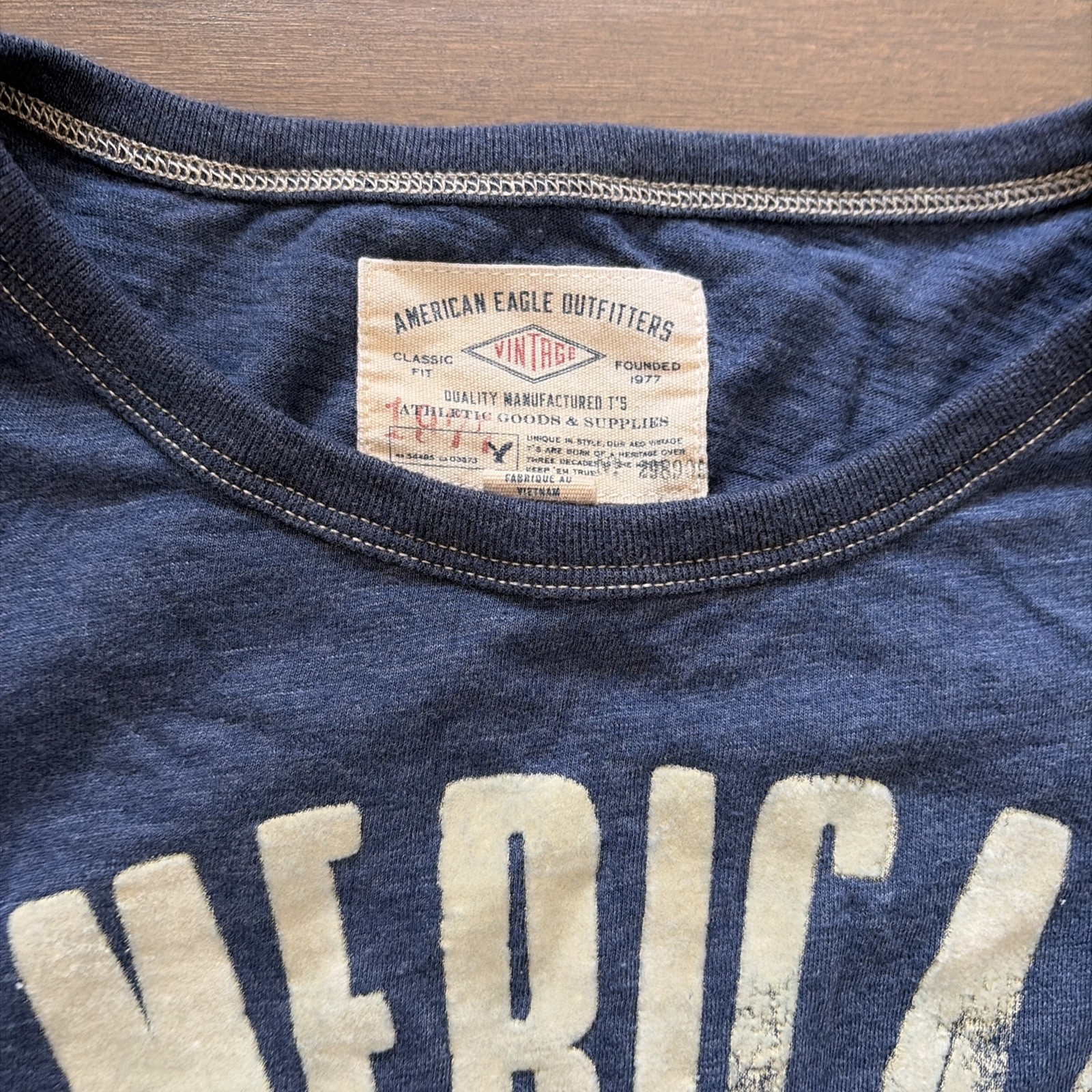 American Eagle Outfitters Vintage Puff Print Graphic Tshirt Navy XL