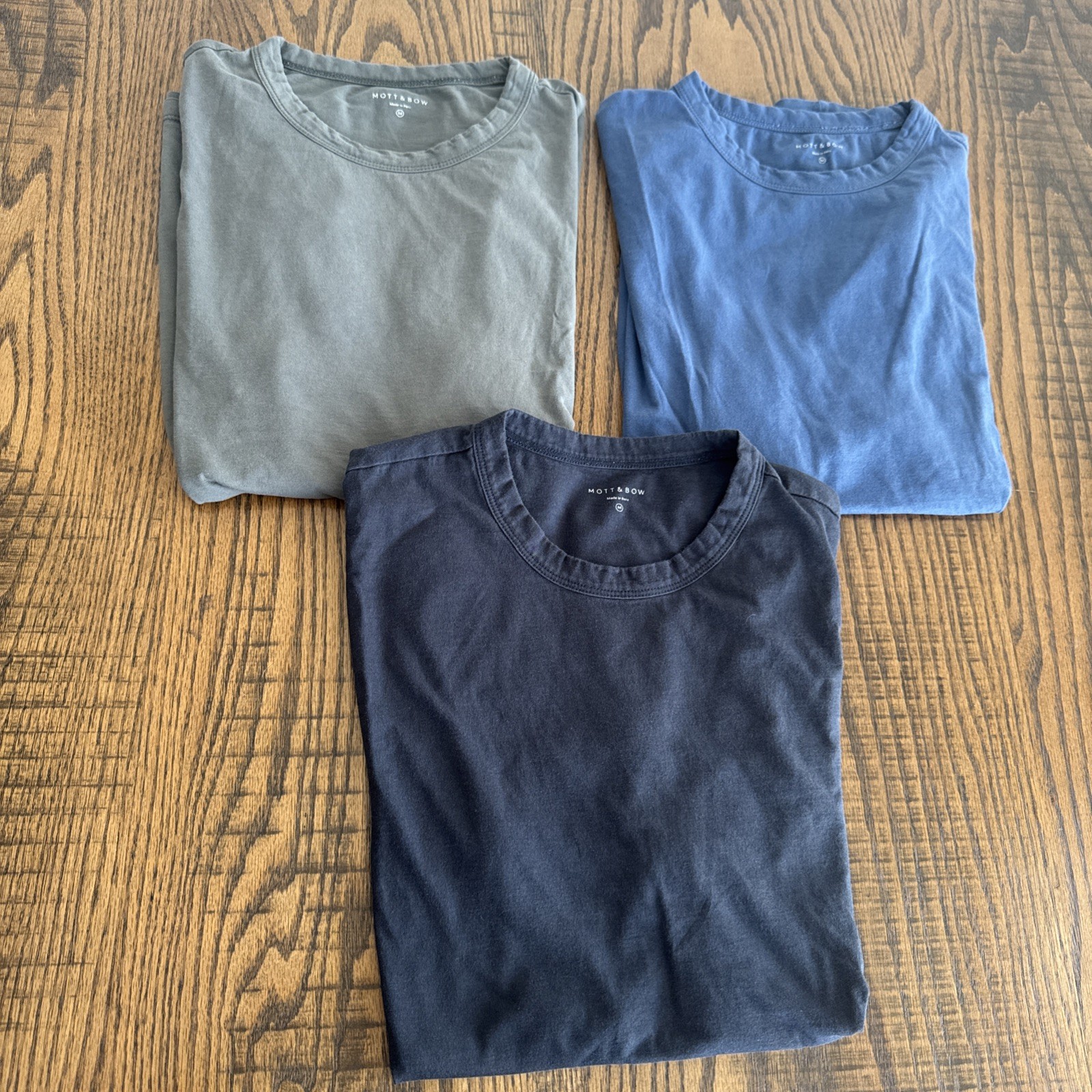 MOTT & BOW Mens Crew Neck T-Shirt Medium Peru Cotton Short Sleeve Lot of 3
