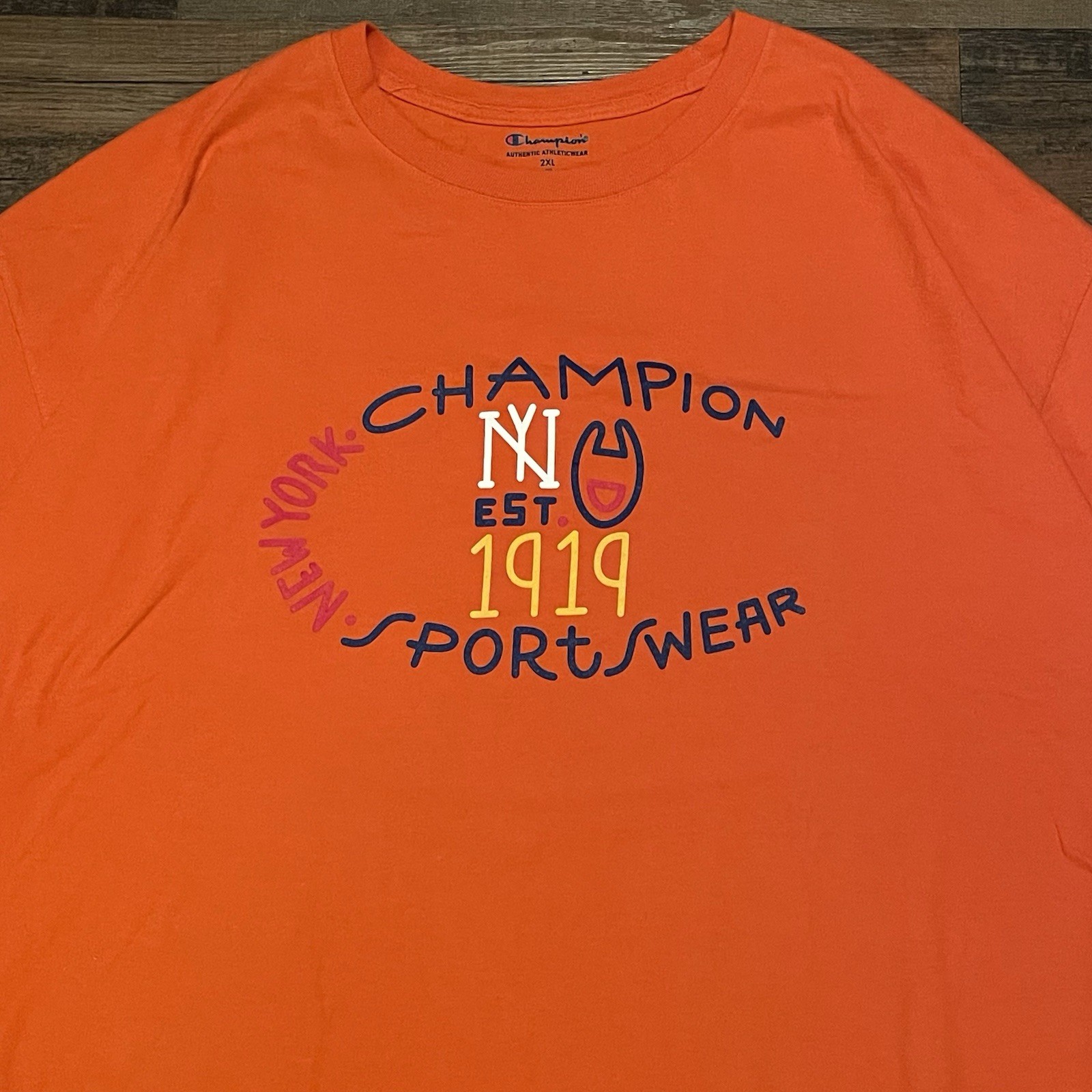 Champion Heritage T-Shirt Mens 2XL Orange New York Sportswear Graphic Tee