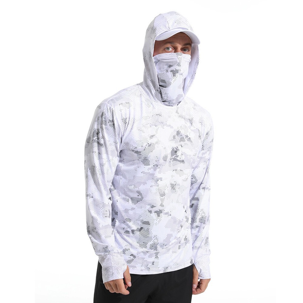 UPF50+ Mens Outdoor Fishing Hoodie Sun Block Skin Protection Long Sleeve Top 🌸