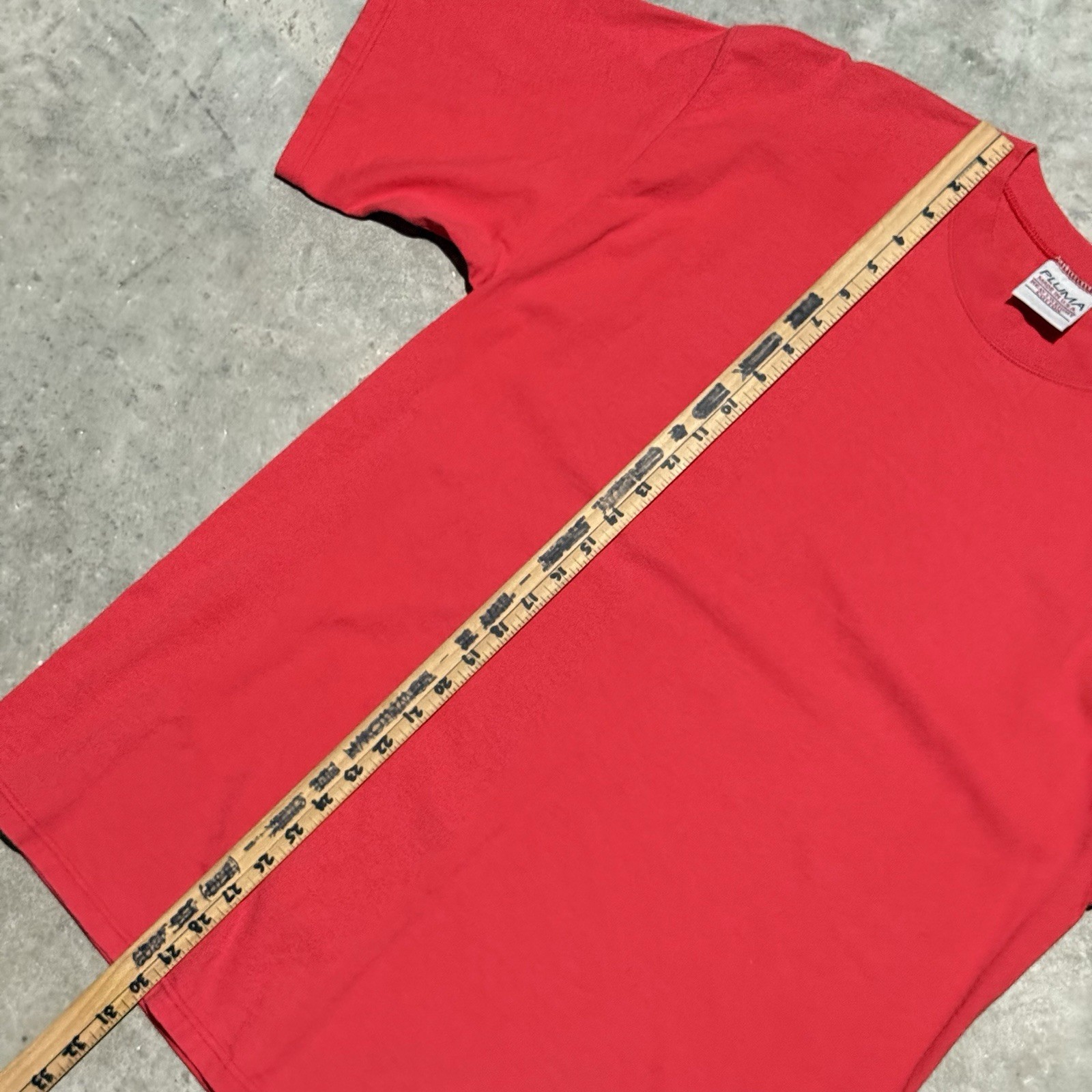 Vintage Pluma Shirt Men Large Crew Tee Red Tshirt Short Sleeve Plain USA Made