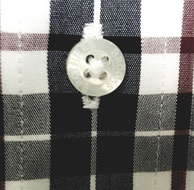 Brooks Brothers Men Shirt Blue/White/Red Plaid Botton Front Non Iron 100% Cotton