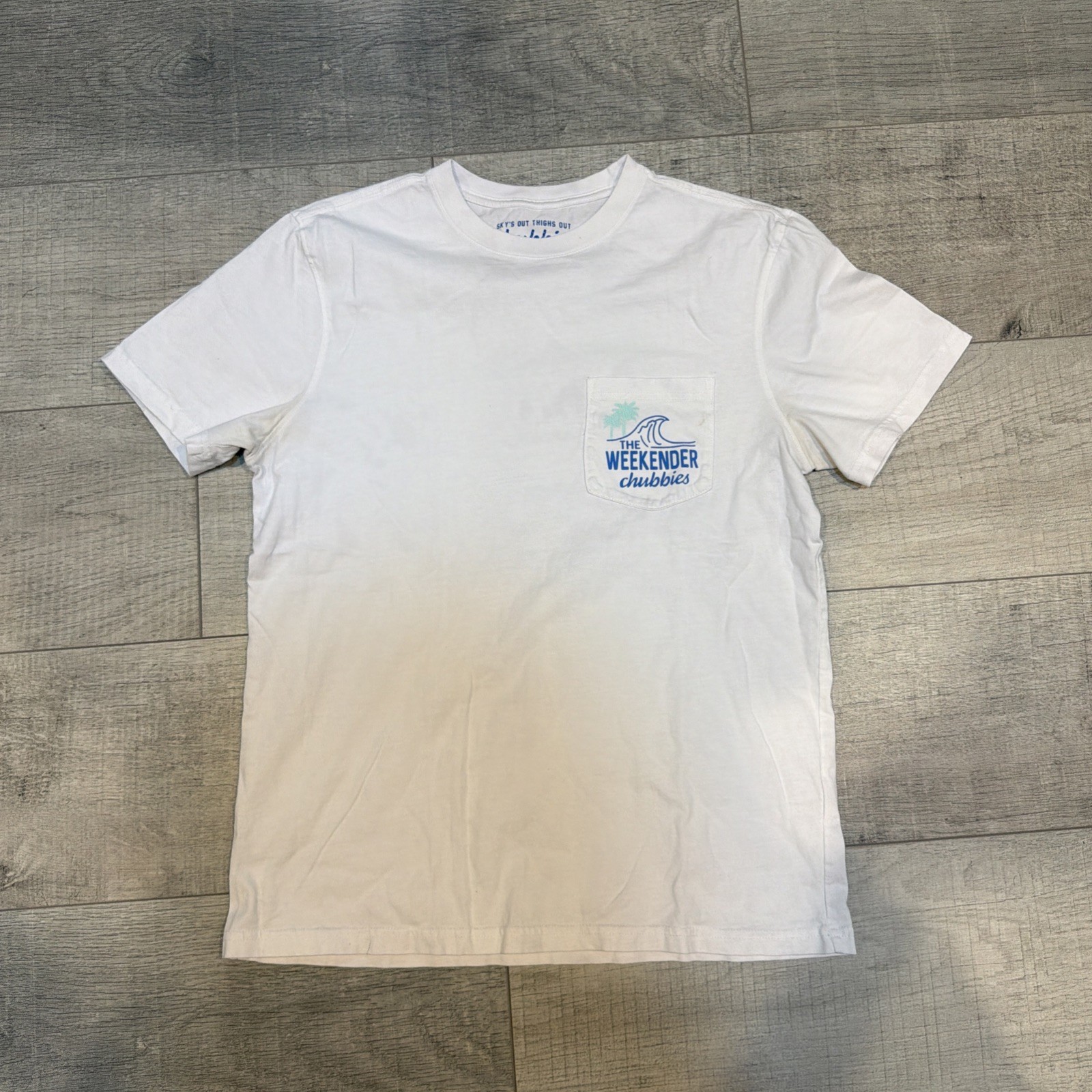 Chubbies Men’s Graphic T-Shirt The Weekender Short Sleeve Size Small White/Blue