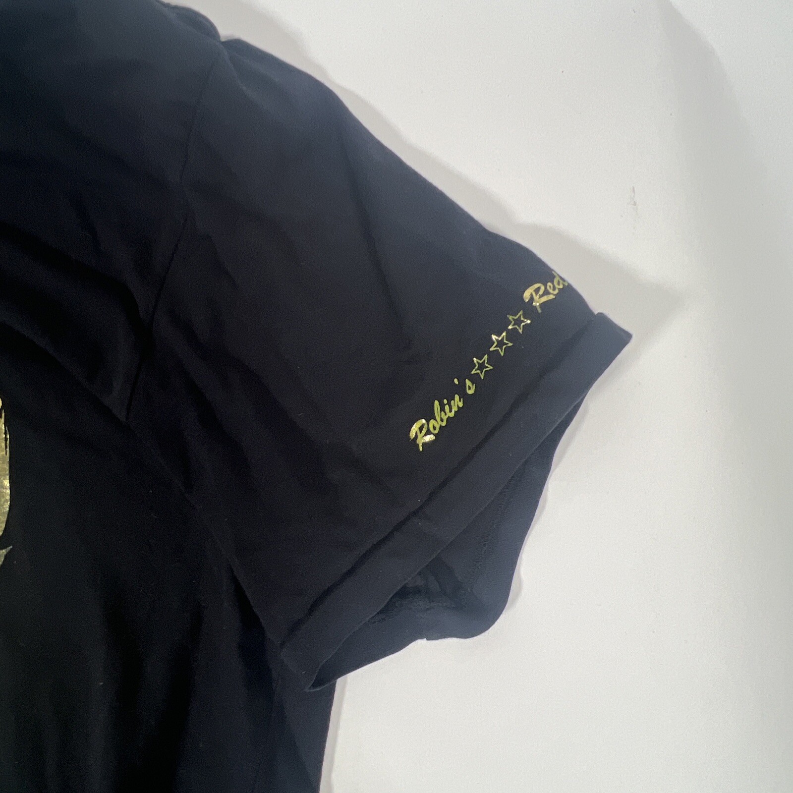 Robin’s Jean Red Label Black Shirt Gold Foil Print – Men’s Size XL