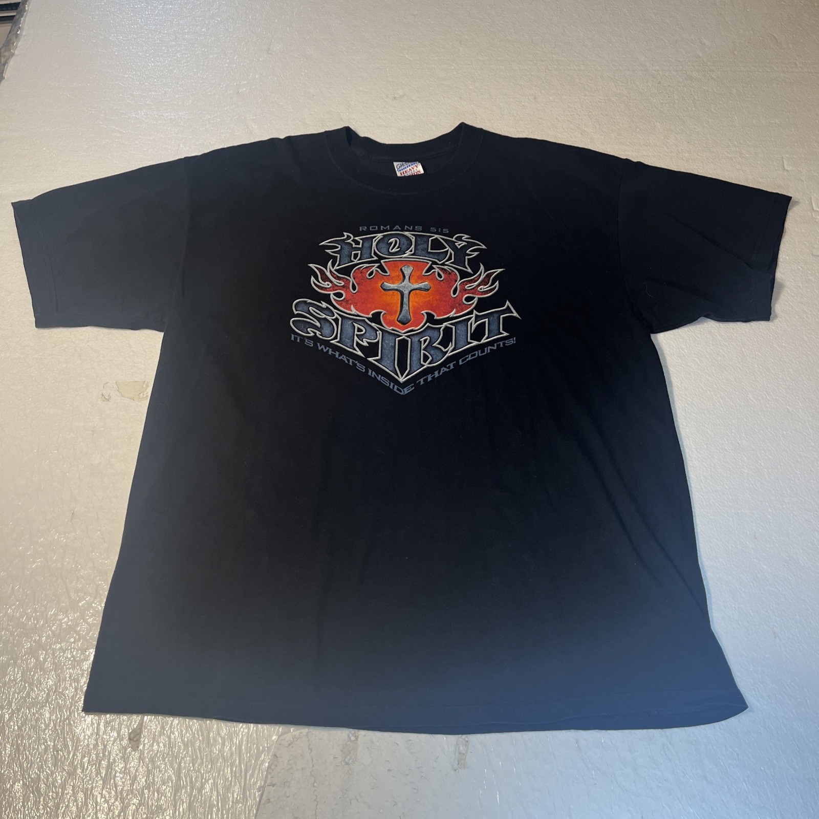 Vintage Jesus Religious flaming cross with “Holy Spirit Shirt XL