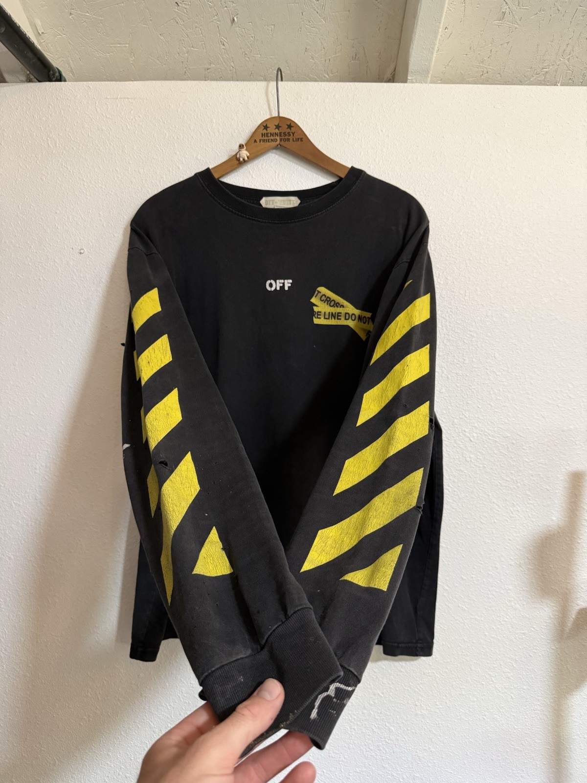 VTG OFF-White Caution Tape Long Sleeve Size Large