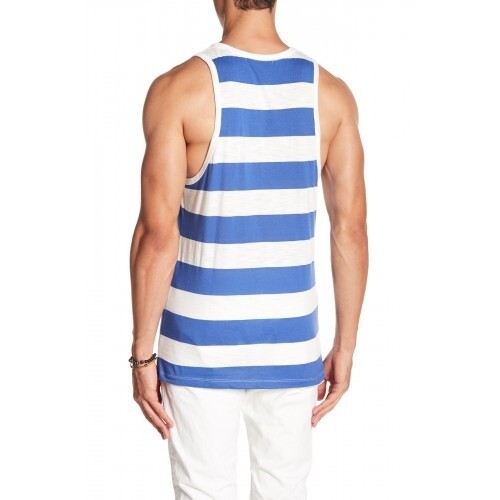 Slate & Stone 150949 Men’s Stripe Printed Tank Scoop Neck Shirt Blue White Sz XL