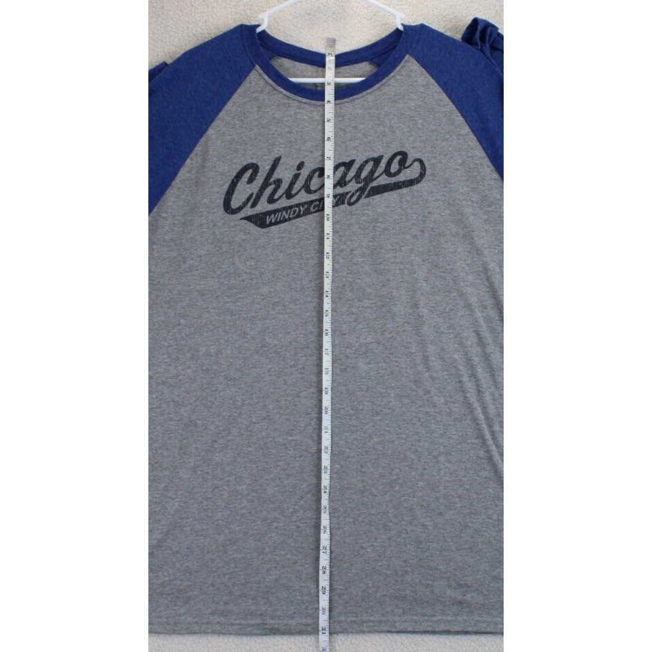 Jezees Blend Chicago Windy City Baseball T-Shirt Mens XL Gray Blue Raglan